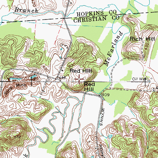 Topographic Map of Red Hill, KY