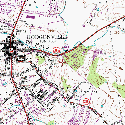 Topographic Map of Red Hill Cemetery, KY