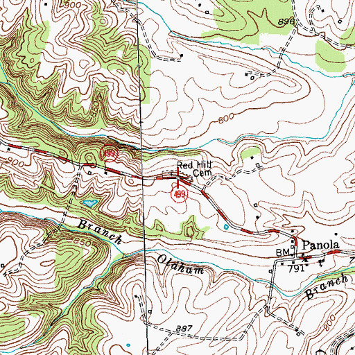Topographic Map of Red Hill Cemetery, KY
