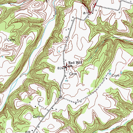 Topographic Map of Red Hill Church, KY
