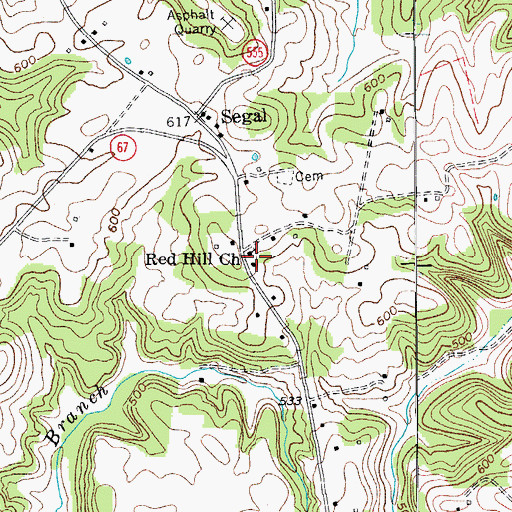 Topographic Map of Red Hill Church, KY