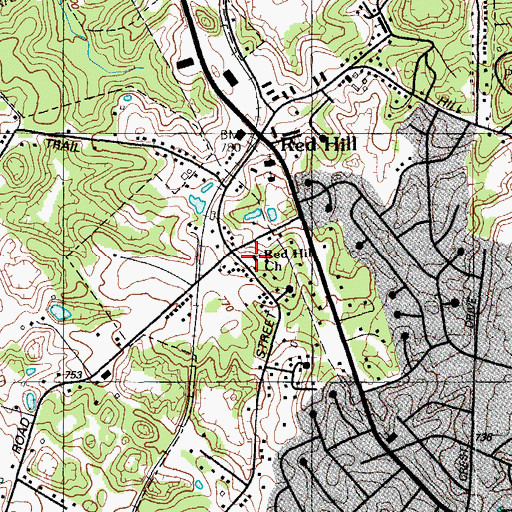 Topographic Map of Red Hill Church, KY