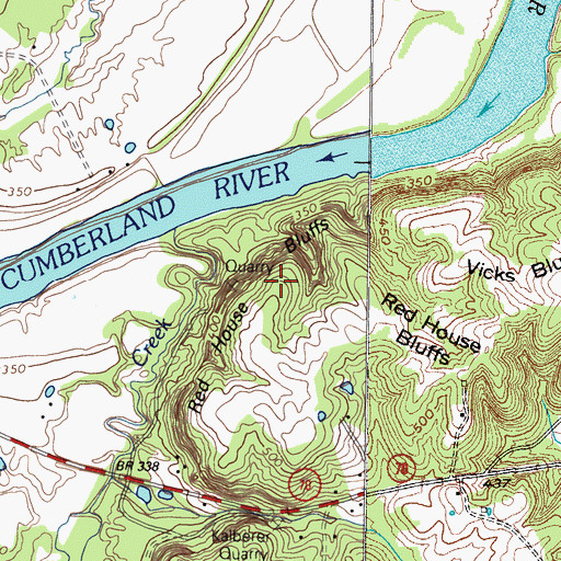Topographic Map of Red House Bluffs, KY