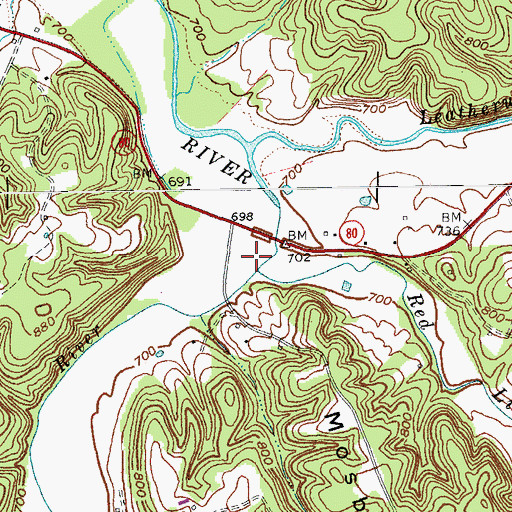 Topographic Map of Red Lick Creek, KY