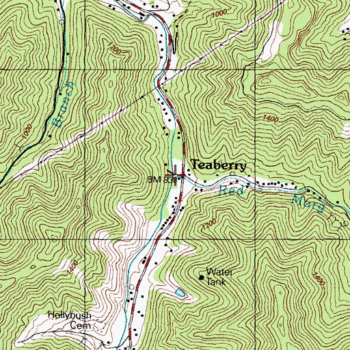 Topographic Map of Red Morg Branch, KY