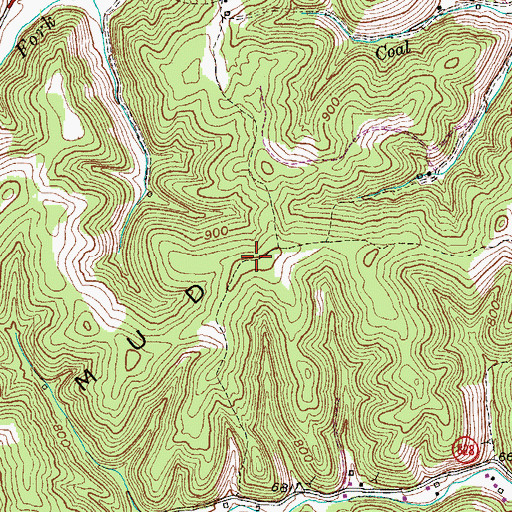 Topographic Map of Red Mud Ridge, KY