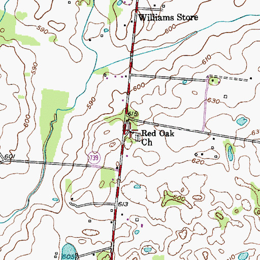 Topographic Map of Red Oak Church, KY