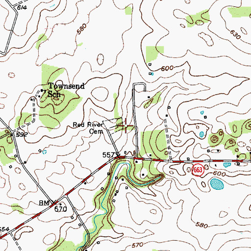 Topographic Map of Red River Cemetery, KY