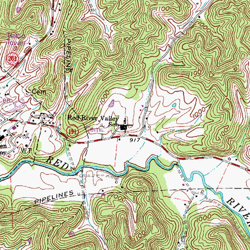 Topographic Map of Red River Valley Elementary School, KY