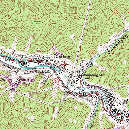 Topographic Map of Redbud, KY