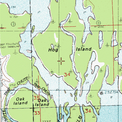 Topographic Map of Hog Island, AR