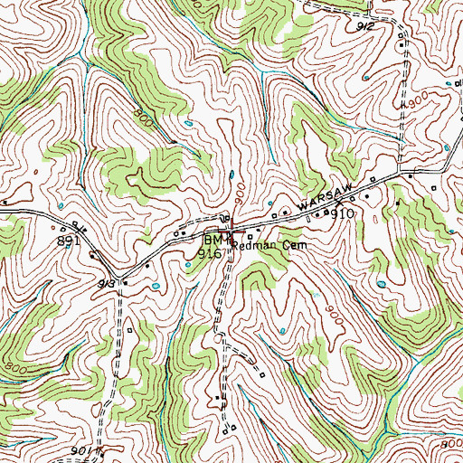 Topographic Map of Redman Cemetery, KY