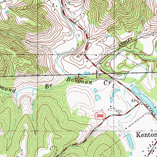 Topographic Map of Redmond Branch, KY