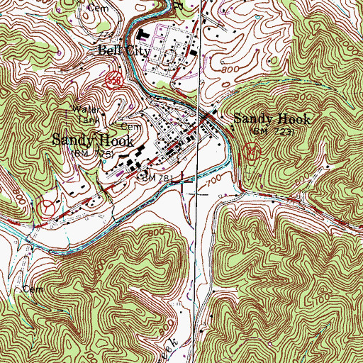 Topographic Map of Howards Creek, KY
