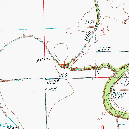 Topographic Map of Hog Slough, AR