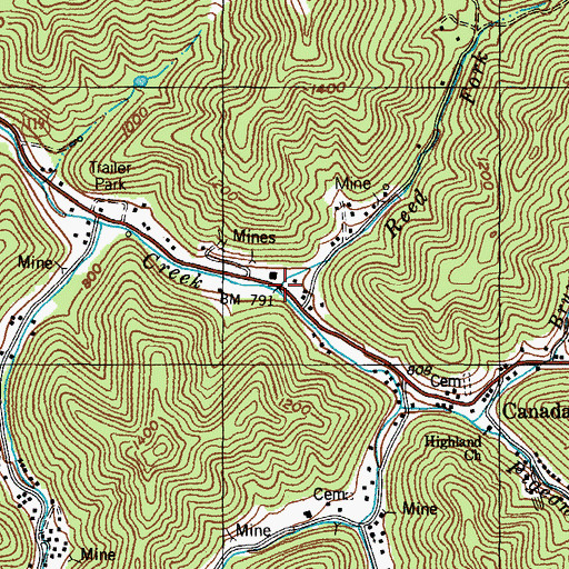 Topographic Map of Reed Fork, KY