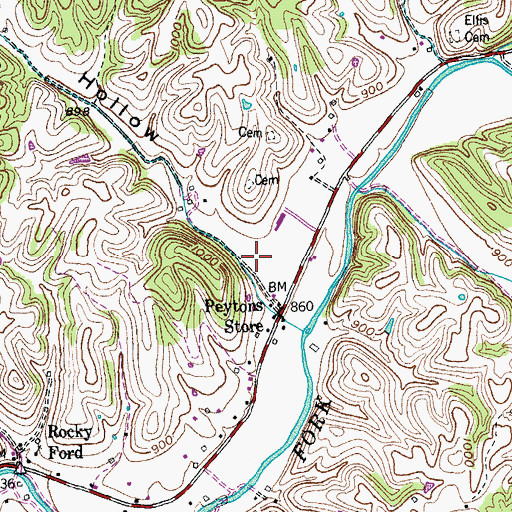 Topographic Map of Reed Hollow, KY