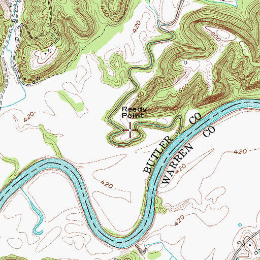 Topographic Map of Reedy Point, KY