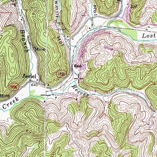 Topographic Map of Reeves Branch, KY