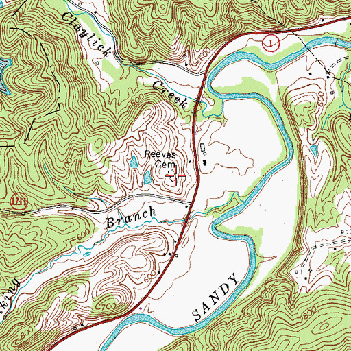 Topographic Map of Reeves Cemetery, KY
