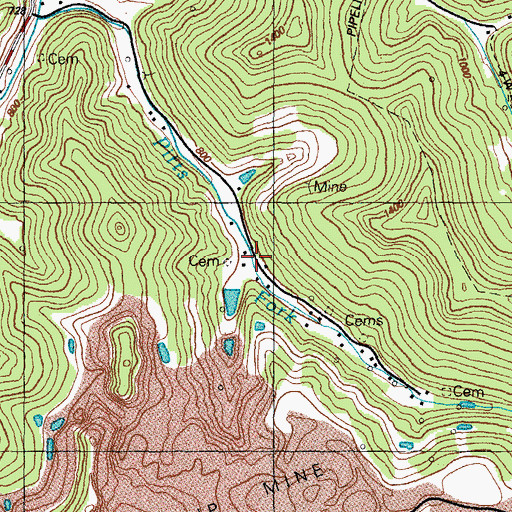 Topographic Map of Reffett Branch, KY