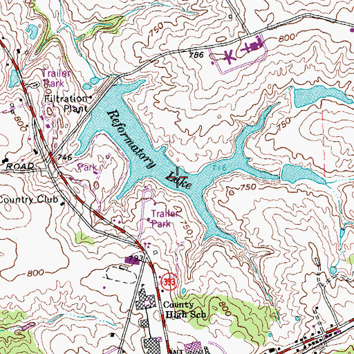 Topographic Map of Reformatory Lake, KY