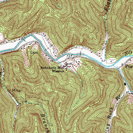 Topographic Map of Rehoboth Mountain Mission, KY
