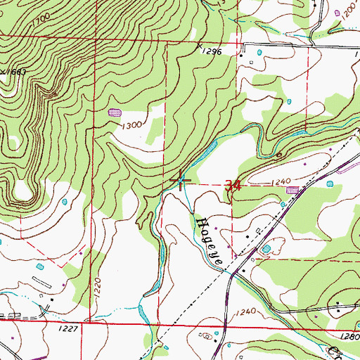 Topographic Map of Hogeye Creek, AR