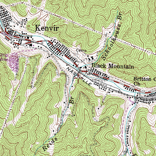Topographic Map of Reids Branch, KY