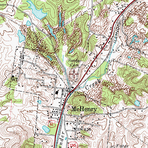 Topographic Map of Render Cemetery, KY