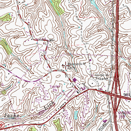 Topographic Map of Renneckar Cemetery, KY