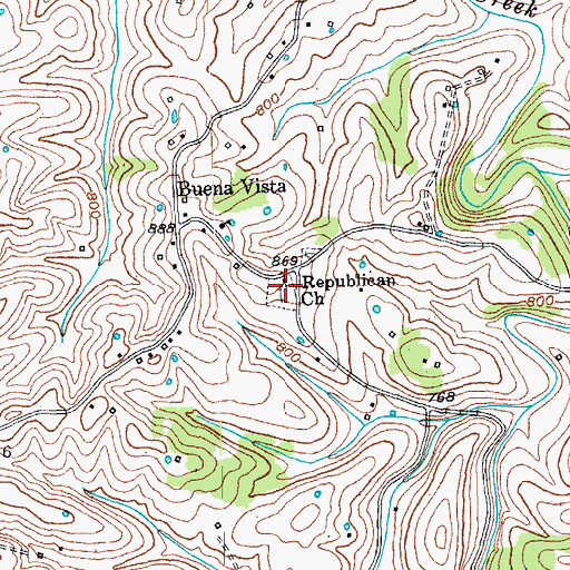 Topographic Map of Republican Church, KY