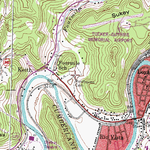 Topographic Map of Resthaven Cemetery, KY