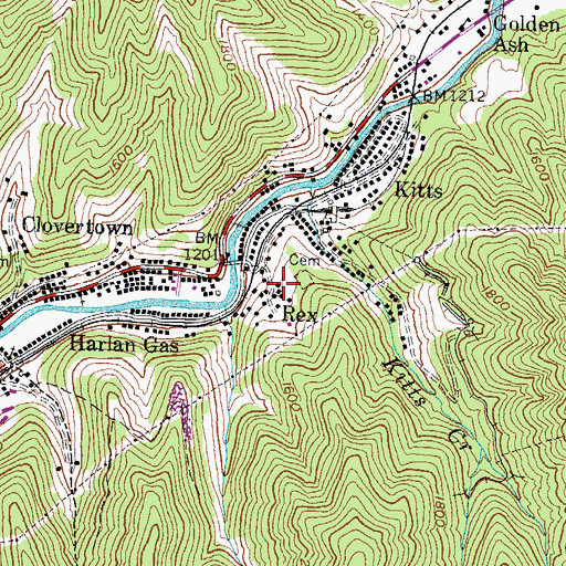 Topographic Map of Rex, KY