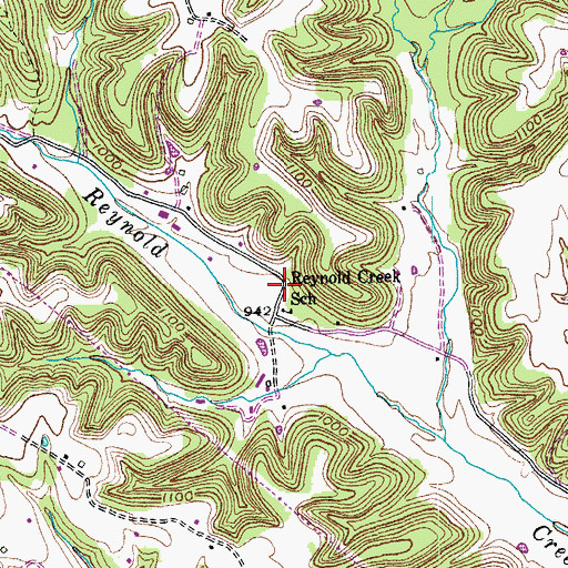 Topographic Map of Reynold Creek School, KY
