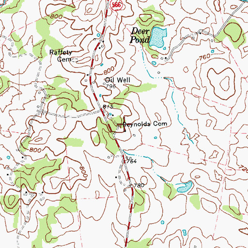 Topographic Map of Reynolds Cemetery, KY
