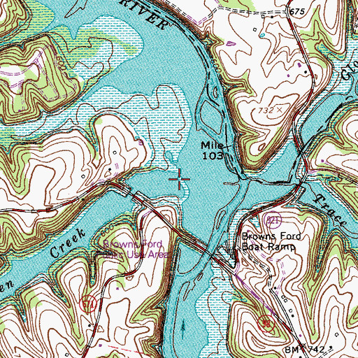 Topographic Map of Rhoden Creek, KY
