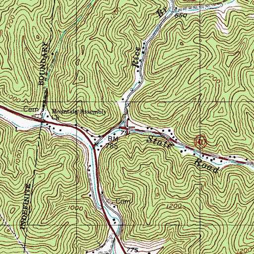 Topographic Map of Rice Branch, KY