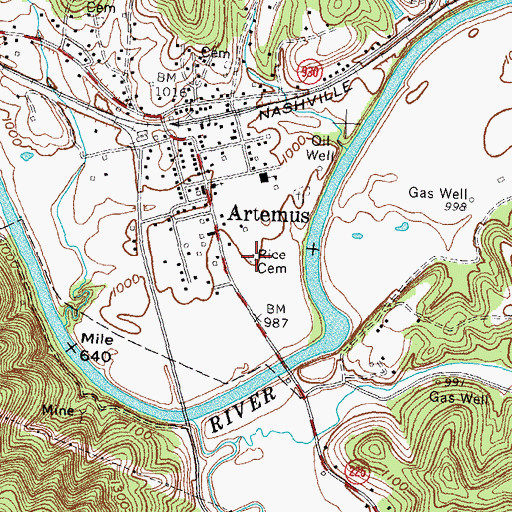 Topographic Map of Rice Cemetery, KY