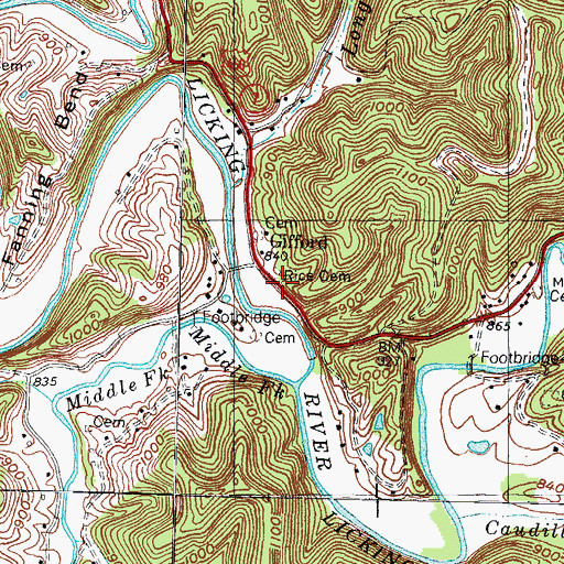 Topographic Map of Rice Cemetery, KY