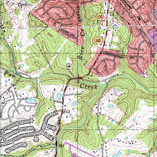 Topographic Map of Rice Creek, KY