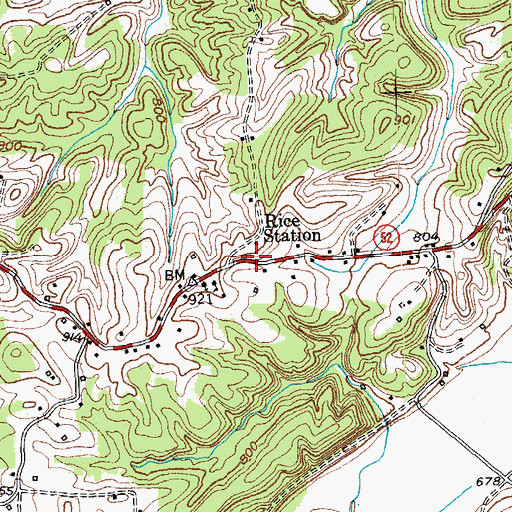 Topographic Map of Rice Station (historical), KY