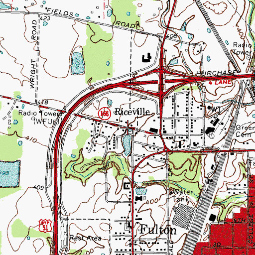 Topographic Map of Riceville, KY