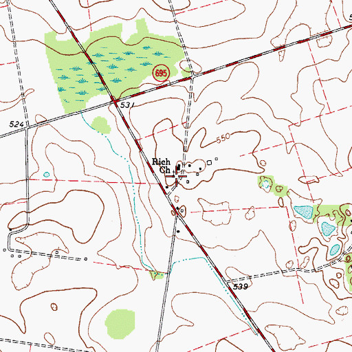 Topographic Map of Rich Church, KY