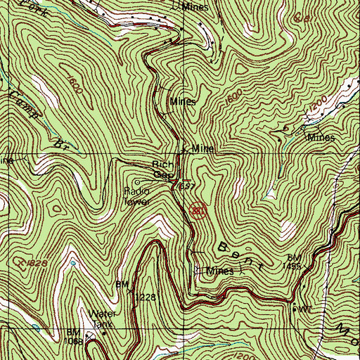 Topographic Map of Rich Gap, KY