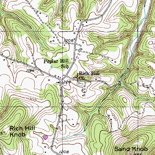 Topographic Map of Rich Hill Church, KY