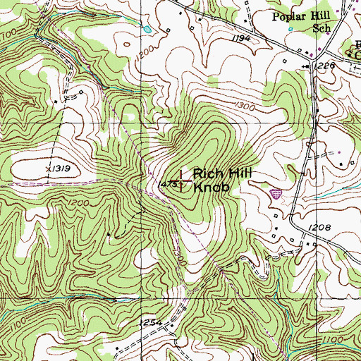Topographic Map of Rich Hill Knob, KY