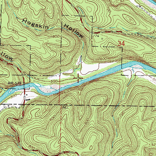 Topographic Map of Hogskin Hollow, AR