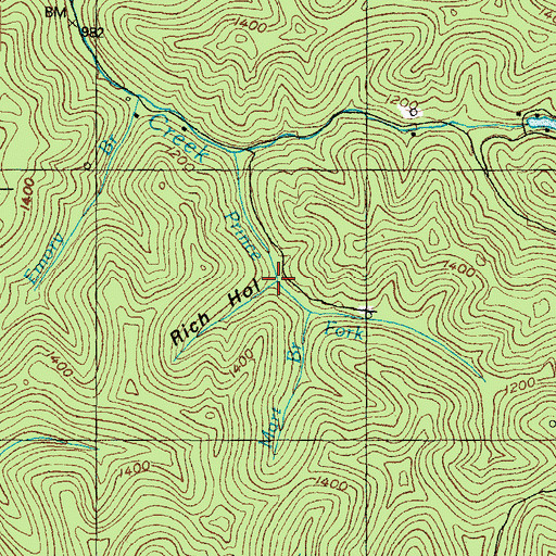 Topographic Map of Rich Hollow, KY