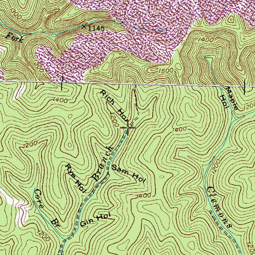 Topographic Map of Rich Hollow, KY